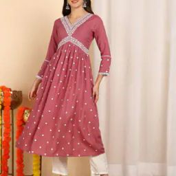 Women Embroidery Flared Kurta-image-22