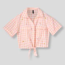Girls Checked Relaxed Fit Shirt-image-104