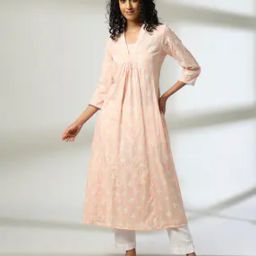 Women Embroidered Flared Kurta-96
