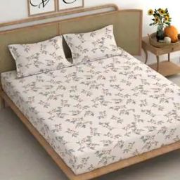 210 TC Floral Print Double Bedsheet with Pillow Covers-image-91