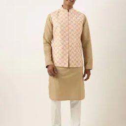 Men Embroidered Nehru Jacket with Welt Pockets-image-45
