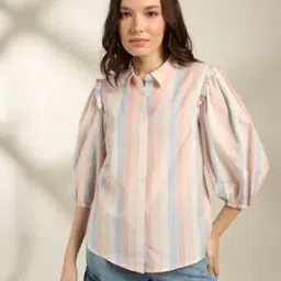 Women Striped Regular Fit Cotton Shirt-image-19