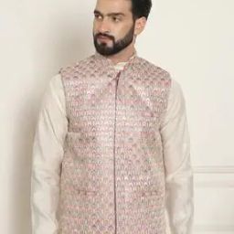 Men Regular Fit Embroidery Nehru Jacket-image-75