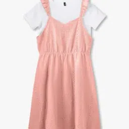 Girls Schiffli Embroidered Pinafore Dress with T-Shirt-picture-16