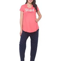 Printed Maternity Top & Pyjama Set-picture-40