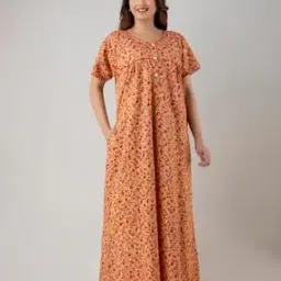 Women Floral Print Round-Neck Nighti-image-96