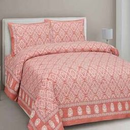 Floral Print King-Size Bedsheet with Pillow Covers-image-10