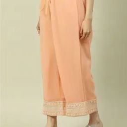Women Lace Pattern Flared Palazzos-image-8