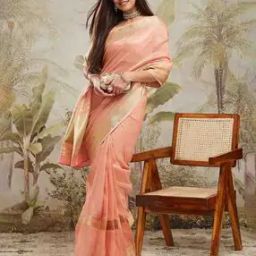 Women Pre-Stitched Saree with Contrast Zari Border-image-12