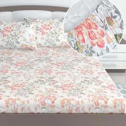 120 TC Floral Print King-Size Bedsheet with Pillow Covers-image-78