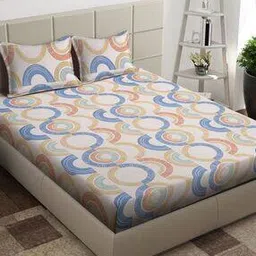 210 TC Geometric Print King-Size Bedsheet with Pillow Covers-image-55