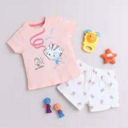 Girls Graphic Print T-Shirt & Shorts Set-image-18