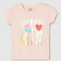 Girls Regular Fit Typographic Print Round-Neck T-Shirt-image-49