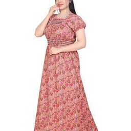 Women Floral Print Cotton Nightie-image-71