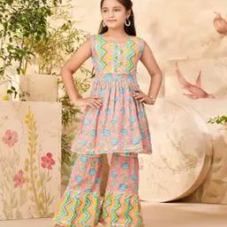 Girls Printed 2-Piece Kurta Suit Set-image-68