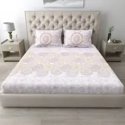 186 TC Floral Print King-Size Bedsheet with Pillow Covers-image-94