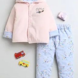 Girls Floral Print Hoodie with Pants-picture-30