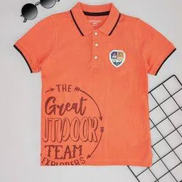 pantaloons junior Boys Typographic Print Regular Fit Polo T-Shirt-picture-0