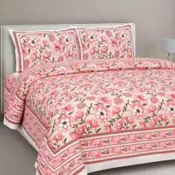 180 TC Floral Print King Size Bedsheet with 2 Pillow Covers-image-52