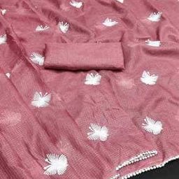 Women Embroidered Saree with Lace Border-image-46