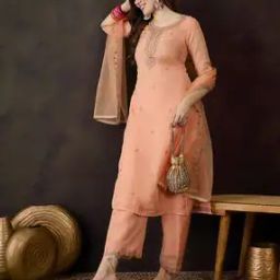 Women Embroidered Straight Kurta Set with Dupatta-image-12