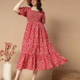 Women Floral Print Tiered Dress-image-1