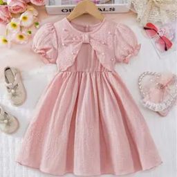 Girls Round-Neck Fit and Flare Dress-image-47