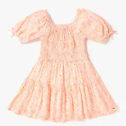 Girls Printed Regular Fit Tiered Dress-image-48