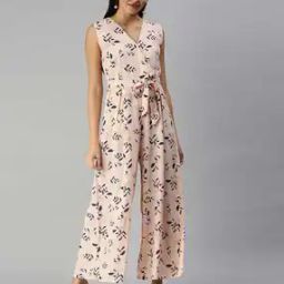 Leaf Print Jumpsuit with Tie-Up-image-54
