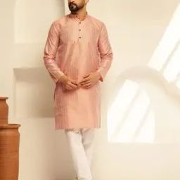 Men Regular Fit Embroidery Long Kurta  -image-19