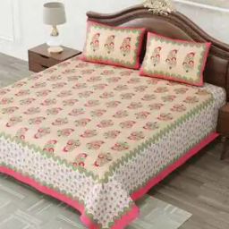 Floral Print Double Size Bedsheet with Pillow Covers-image-25