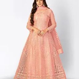 Embroidery Semi-Stitched Anarkali Dress Material-image-18