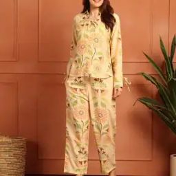 Women Floral Print Shirt & Pyjamas Set-picture-23