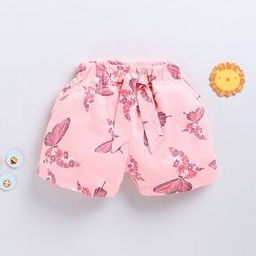 Girls Regular Fit Flat Front Floral Print Shorts-picture-38