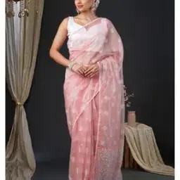 Women Embroidered Saree with Contrast Border-image-59