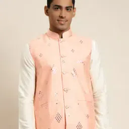 Self-design Sleeveless Nehru jacket-image-32