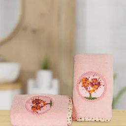Set of 2 Printed Towels with Contrast Border-image-87