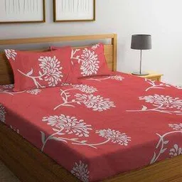300 TC Floral Print King Size Bedsheet with Pillow Covers-image-99