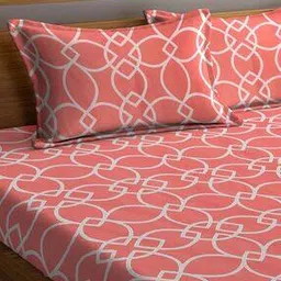 300 TC Geometric Print King Size Bedsheet with Pillow Covers-image-97