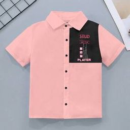 Boys Typographic Print Regular Fit Shirt-image-67