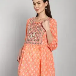 Leaf Print Top with Neck Tie-Up-image-62