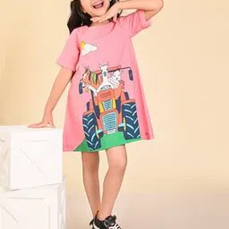 Printed A-Line Dress with Back Button Closure-image-11