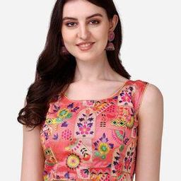 Women Floral Back Open Blouse-image-92