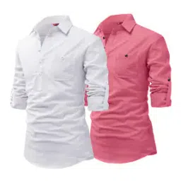 Men Pack of 2 Slim Fit Short Kurtas-image-47