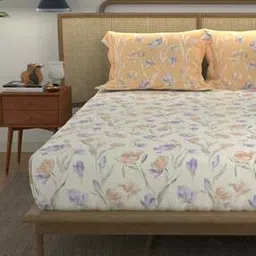 120 TC Printed Double Bedsheet with Pillow Covers-35