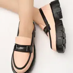 Round-Toe Slip-On Loafers with Metal Accent-image-98