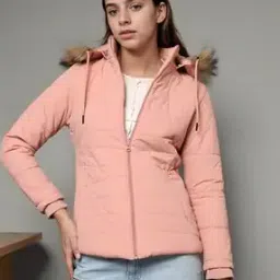 Women Regular Fit Zip-Front Hooded Puffer Jacket-image-9