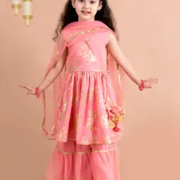 Floral Pattern Kurta Set with Dupatta-image-74