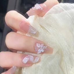 Set Of 24 Artificial Reusable Nails in Pearls on Butterfly Design-6