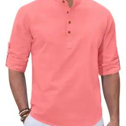 Men Regular Fit Short Kurta with Roll-Up Sleeves-picture-5